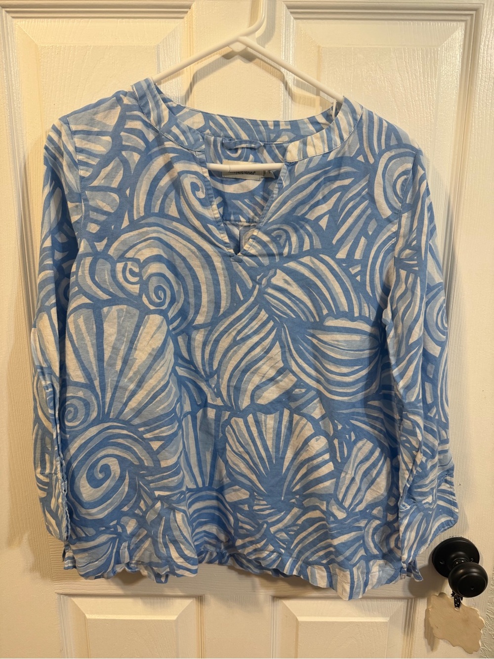 Vineyard Vines Blue and White Swirl Pullover Top